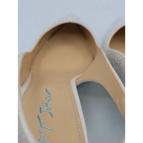 Betsey Johnson Ivory Rhinestone Pointed Toe Kitten Heel Drag Queen Womens Sz 12W - Picture 13 of 14